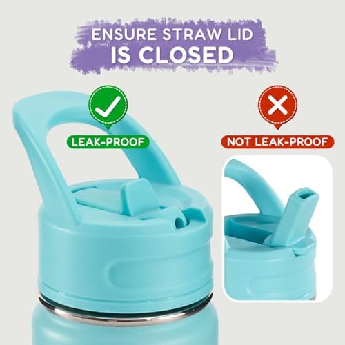 Fijinhom Kids Water Bottle for School, 360ml/12oz, Toddler Water Bottles with Straws, Stainless Steel Vacuum Insulated Water Bottles for Boys&Girls, Leak-Proof, BPA-Free,Aurora — view 6
