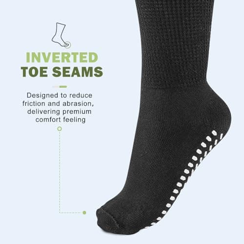inaWarm Diabetic Grip Socks for Men & Women, 3 Pairs, Extra Wide Black 9-12 — view 3