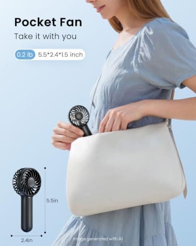 Gaiatop Mini Portable Handheld Fan, Travel Essentials for Women Girl Black — view 3
