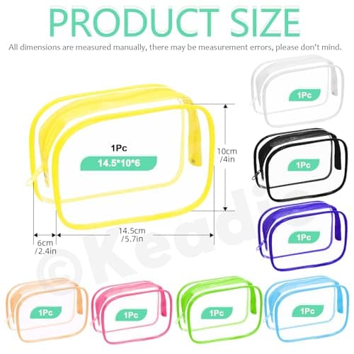 Keadic 8Pcs Clear Makeup Bags Cosmetic Storage Bags PVC Zipper Pouches Travel Waterproof Makeup Plastic Case for Women Organizing Toiletries Traveling Bathroom(14.5 * 10cm,8 Colors) — view 2