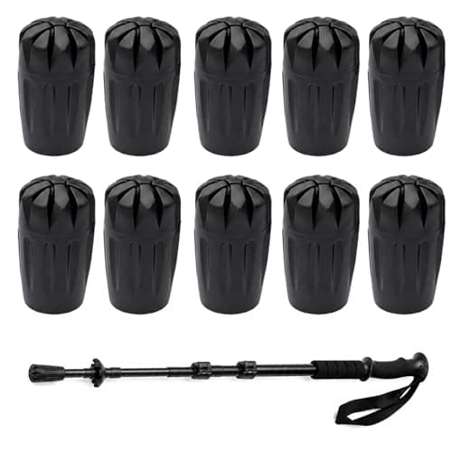 Walking Stick Rubber Ends, 10 Pack Rubber Tips, Durable Replacement Parts