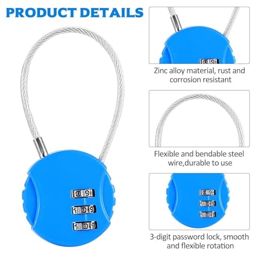 Tenbrachian 8 Pcs Combination Padlocks, Small Padlock for Suitcase Padlocks, 3 Digit Luggage Locks with Codes, Security Travel Combination Locks for Suitcase Backpacks Bag Cabinets Gym Locks(Round) — view 3