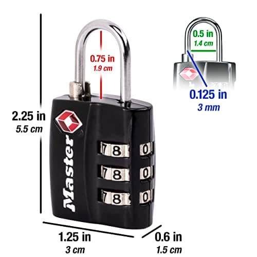 Master Lock 4680DBLK TSA Accepted Luggage Lock, Black, Pack of 1 — view 5