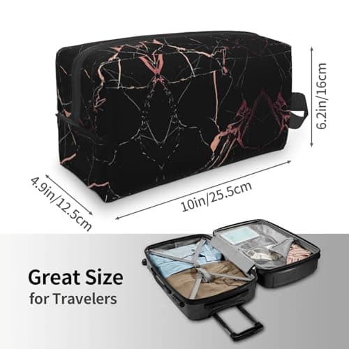 JaoXer Large Travel Cosmetic Bag â€“ Reusable Black rose gold Marble Print Dopp Kit for Toiletries, Portable Organizer for Men and Women, White, One Size — view 4