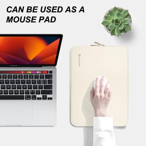 ARVOK 13 13.3 inch Laptop Sleeve Case,Waterproof Laptop Notebook Cover for MacBook Air MacBook Pro 13 14 inch, Computer Carrying Bag for HP ThinkPad Dell Lenovo Asus Acer MSI, White — view 5