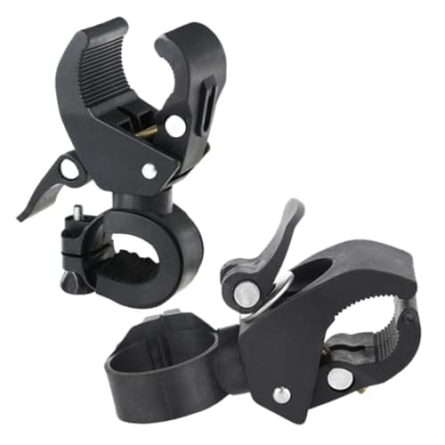 Luxshiny 2pcs Bicycle Torch Bracket Lightweight Plastic and Metal Flashlight Holder for Mountain Bike Handlebar, Sturdy Rubber Grip, for Outdoor Cycling and Travel