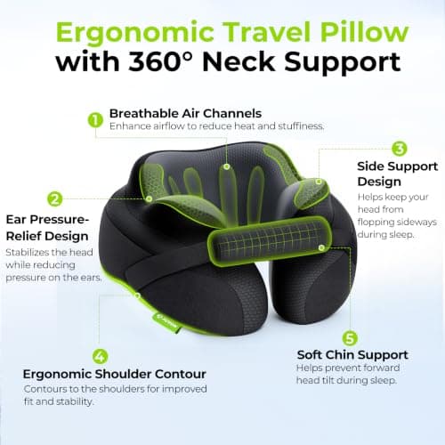AUVON Ergonomic Travel Pillow, Adjustable Chin Support for Comfortable Rest — view 2