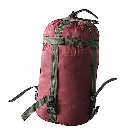 MUSISALY Sleeping Bag Compression Sack Outdoor Nylon Quilts Storage Bag Portable Camping Hiking for Adults Burgundy