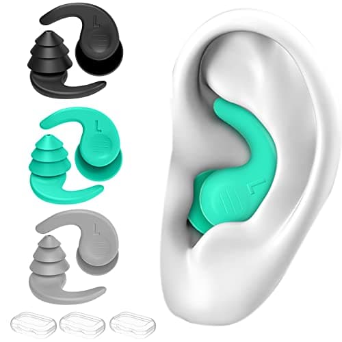 FNGXX Swimming Ear Plugs, 3 Pairs Waterproof Reusable Silicone Swim Earplugs for Swimming Surfing Snorkeling and Other Water Sports (Adults & Teens 14+)