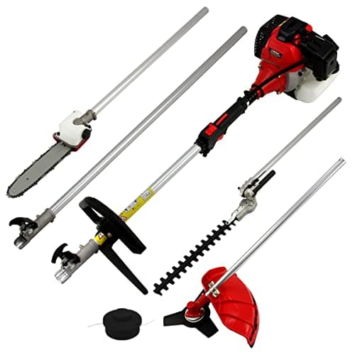 T-MECH Cordless Garden Multi Tool 5 in 1 Long Reach Hedge Trimmer Strimmer Chainsaw Grass Cutter Brush Cutter Extension Pole Petrol 52cc 1.6KW 3HP 9000RPM 2 Stroke FREE Safety Equipment — view 2