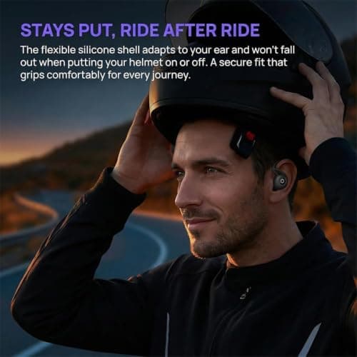 Bluetooth Mot Earbuds, Motrcycle Helmet Bluetooth Earbuds Wireless, Ipx7 Bluetooths Earphones Noise Cancelling Extra-Long Battery Life for Cycling Motrbike Riding (Black) — view 3