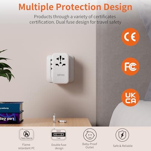 EINNO International Travel Adapter 100W, Universal for EU, USA, UK, Australia - Worldwide Plug Adapter With 2 USB-C and 2 USB-A — view 6