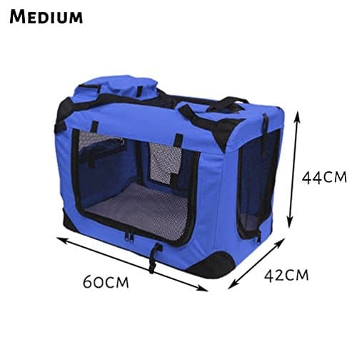 Petbarn Portable Soft Fabric Pet Carrier Folding Dog Cat Puppy Travel Transport Bag (Medium, Blue) — view 5