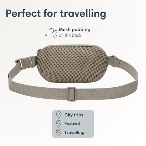 Larkson Small Waist Pack Slingbag Men & Women Grey - Helge - Anti-Theft Bum Bag Cross Body Bag with RFID Blocker for Everyday & Travel - Breathable Mesh Padding - Water-Repellent — view 5