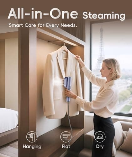 Travel Steamer for Clothes, 100-240V Dual Voltage Portable Garment Steamer, 1000W Travel Size Handheld Steam & Iron 2 in 1, for Global & Europe Travelling, Business, Home (Blue) — view 5