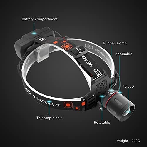 WESLITE Green Light Head Torch, Green LED Headlamp with Green Light Headlight High Lumens & Zoomable 3 Modes USB Rechargeable Head Torch Green for Night Vision Camping Hiking Fishing — view 2