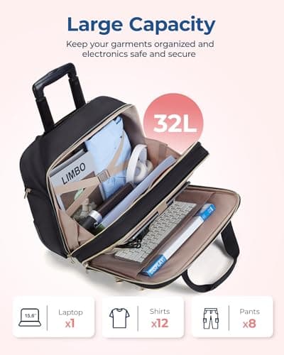 bagsmart Laptop Roller Bag for Women Fits Laptop up to 15.6”, TSA Lock — view 2