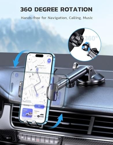 NWNK13 Car Phone Holder for Cars Dashboard Windscreen Desk, 3in 1 Mobile Phone Mount Automobile Cradle 360° Rotatable Stand GPS Vehicle Mount for Samsung S26 S26Ultra S26+ S25 S25Ultra S24 S24+ — view 2