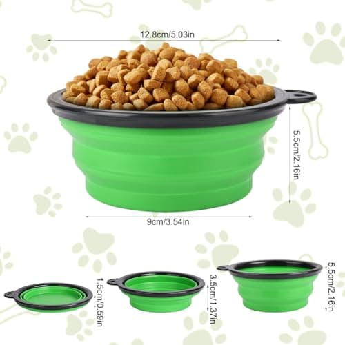 Adiwo 2PCS Collapsible Dog Bowl, Foldable Travel Bowl, Leak-Proof Dog Bowl, Pet Food Feeding Bowl, Portable, with Mountaineering Carabiner for Cats, Dogs and Pets, for Water and Food (350 ml) — view 2