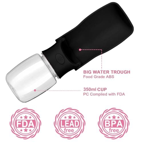 Canareen Foldable Travel Dog Water Bottle for Dog Cat Outdoor(Black, 350ml) — view 2