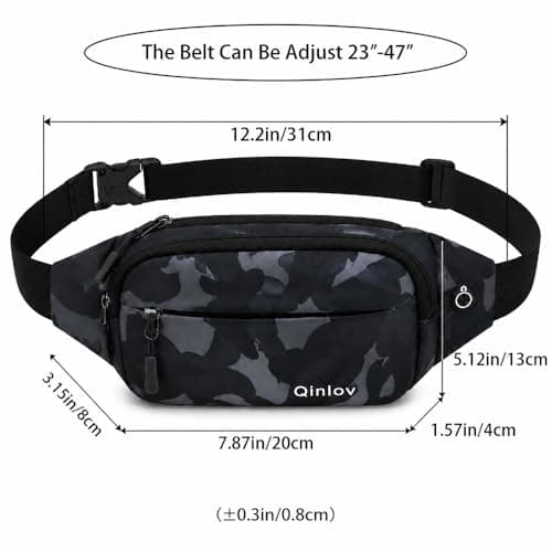 Waterproof Bumbags Waist Fanny Pack Running Belt Ladies Fashion Bum Bag with Adjustable Belt for Sport Running Hiking Jogging Travel Dog wolking Women Men (01CamoBlack) — view 5