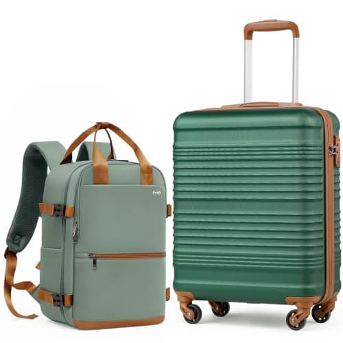 COOLIFE 55×40×20 Cabin Suitcase + 40x30x20cm Ryanair Cabin Bag EasyJet Set