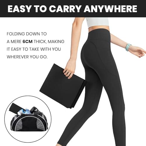 Good Nite Foldable Yoga Mat Non Slip Portable Fitness Mat Foldable Light Gym Mat Pilates Sport Travel Exercise Mat for Women Men 183 x 61 x 0.6 cm（Black） — view 4