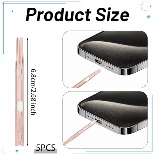 ACKKOR 5 Pcs Charging Port Cleaner, Bristles & Hook Double-Sided Mini Cleaning Kit Charging Port USB C Cleaning Kit for Most Mobile Phone Earbud Charger Speaker (Brown) — view 2