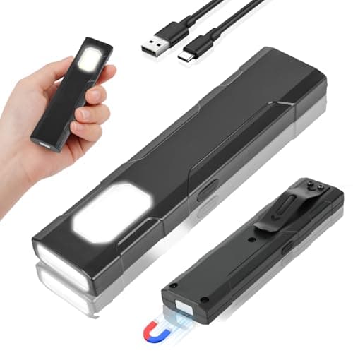 ABOHU Pocket EDC Torch, Slim Flat Torch Rechargeable Work Light with Pocket Clip and Magnetic Base, IP45 Waterproof & Drop-Resistant, Mini Led Torch for Hiking, Workshop, Repair