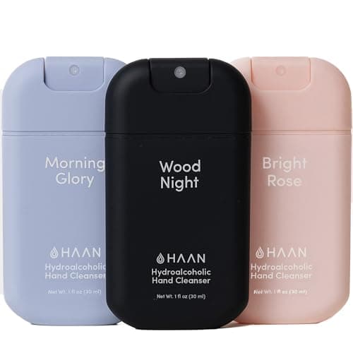 HAAN Hydrating Hand Cleansing Spray with Aloe Vera (Pack of 3) – Clean Your Hands - 1 of Each Scent: Morning Glory, Bright Rose, Wood Night