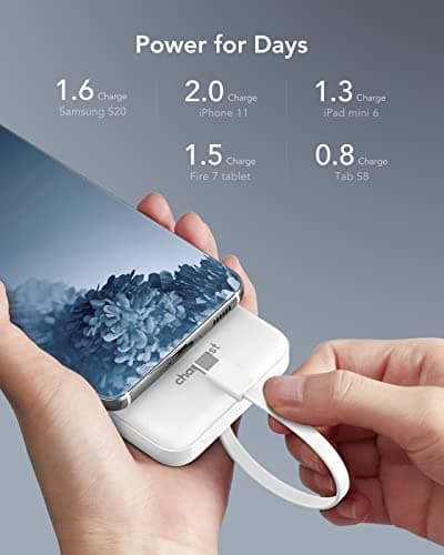 Charmast Power Bank with Built in Cables X 4, 10000mAh Portable Charger — view 6