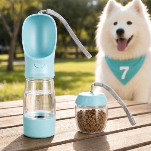 Sky Blue Portable Dog Water Bottle for Walking, 3-in-1 Pet Water — view 3