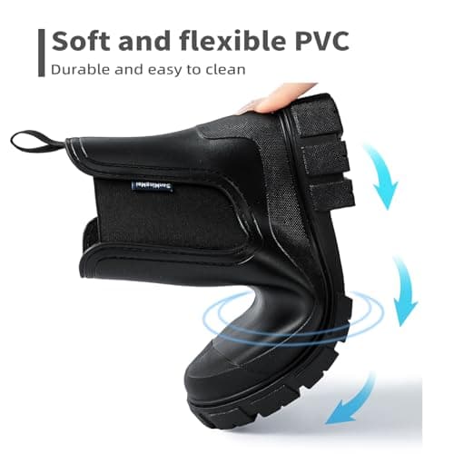 DRECAGE Wellies Boots Women Waterproof Short Chelsea Fashion Ladies Comfortable Rain Boots Outdoors Garden Walking Black 6 UK — view 5