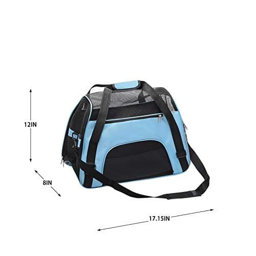 DONYER POWER Soft Sided Pet Carrier for Cats Comfort Airline Approved Under Seat Travel Tote Bag, Travel Bag for Small Animals with Mesh Top and Sides, BLUE — view 2