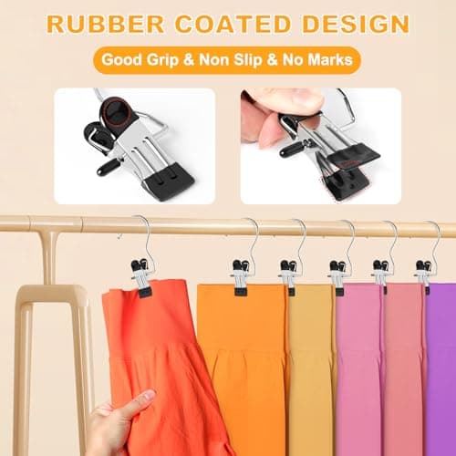 20 Pack Trouser Hangers w/Rubber Coated, Portable Hanger Clips for Travel, Leggings Organizer for Closet Space Saving, Holds Hats Boots Skirts Shorts Jeans (Black) — view 3