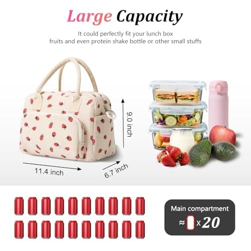 AOTM Lunch Bags for Women 12L, Insulated Cool Bag with Strap for Work — view 2