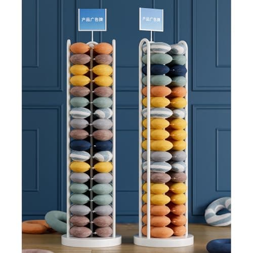 Pillow Organizer Holder,,Upright Neck Pillow Display Rack - 1-3 Pack U-Shaped Pillow Storage Holder, White Iron Organizer Stand with Round Base, Commercial Retail Display (15.7x63in) — view 6