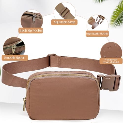 JENCVNL Belt Bag for Women Men, Fashion Bumbags for Ladies Small Crossbody Bags Fanny Pack Lightweight Waist Pack with Adjustable Strap for Running Hiking Workout Traveling (Brown) — view 5