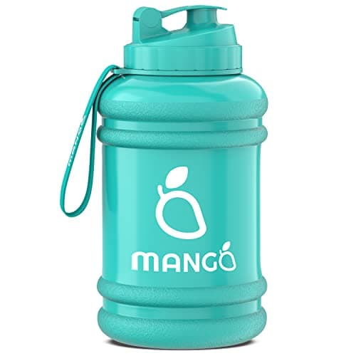 MANGO 2.2L Water Bottle With Straw and Time markings - BPA Free Xl Jug - Extra Large Durable Sports Bottles With Flip Cap - Ideal For Gym and Bodybuilding - Large Sports Reusable Water Bottle (Green)