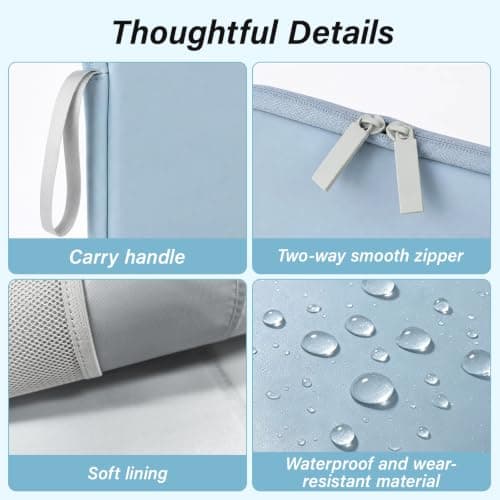 Hittriu 12.9 Inch Tablet Sleeve, Water-Resistant Tablet Case with Handle, Tablet Sleeve with 3 Compartments & Pen Holder, Protective Tablet Carry Bag for iPad Pro 12.9, School, Office & Travel (Blue) — view 3