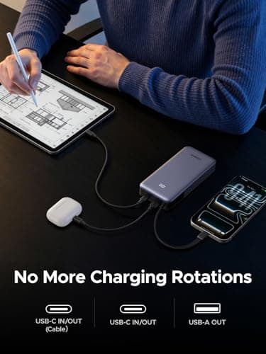 UGREEN Nexode 55W 20000mAh Power Bank 3-Way Output Built-in Cable — view 5