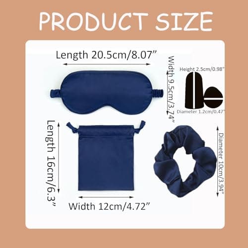 JK Home Plain Satin Sleep Eye Mask Set with Scrunchie Earplugs Storage Bag — view 4