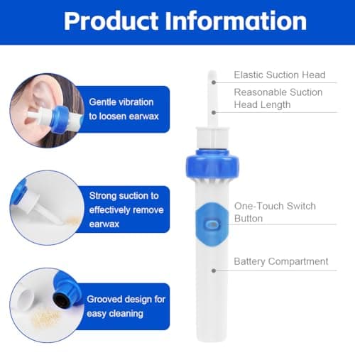 LOPHE Electric Ear Cleaner, Soft Earwax Cleaner for Kids & Adults Earwax Remover Tool with Replaceable Tip Ear Wax Cleaner Ear Cleaning Kit with Replaceable Tip for Adults and Children — view 3