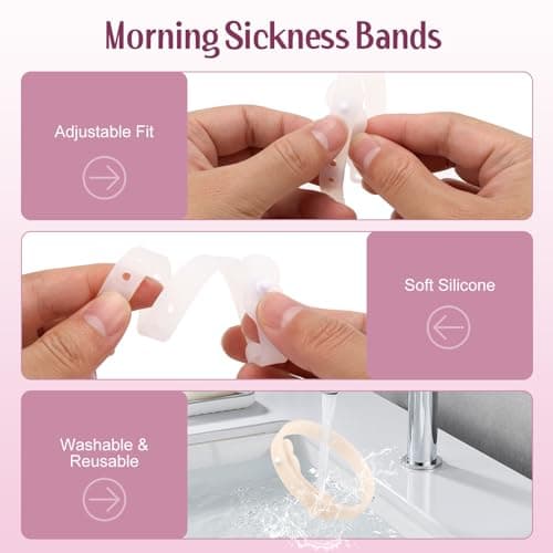 MEIYYJ Morning Sickness Bands Anti Nausea Bands for Pregnant Wowen Pregnancy Bracelet Acupressure Nausea Relief for Car, Sea, Air Sickness-Transparent — view 4