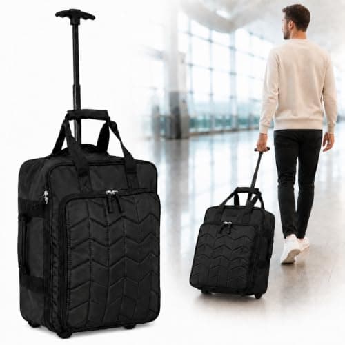 Bordlite EasyJet Underseat Cabin Bag 45x36x20cm – Wheeled Travel Holdall with Trolley Handle – Lightweight Polyester Soft Shell Carry On Luggage – Fits EasyJet Free Bag Allowance - Black — view 4
