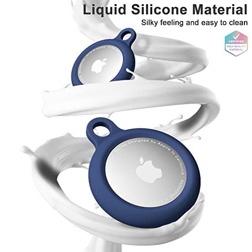 Oakxco for Airtag Keychain Silicone, Airtag Holder with Key Ring, Air Tag Cover Cute Accessories for Kids, Luggage, Car Dog Collar, Car, Compatible with Apple Airtag Case Waterproof Tracker, Navy Blue — view 2