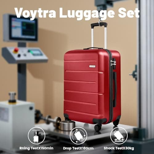Voytra ABS Hardshell Suitcase Eco Friendly Travel Gear with Silent Dual Wheels, TSA Lock & YKK Zipper | Perfect for Nature Lovers & Sustainable Tourism, Red, (20/DB/TB)-Expandable — view 3