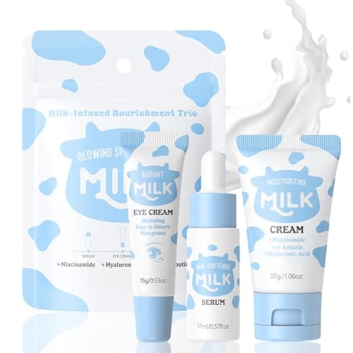 Milk Skin Care Sets & Kits – 3PCS Travel Skincare Set with Serum, Eye Cream & Moisturiser – Milk Skincare Set for Teen Skincare – Teenage Girls Gifts – Beauty Gift Set for Women