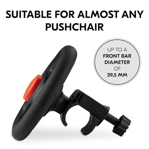 hauck Pushchair Steering Wheel Toy, Black - Interactive Driving Toy with Horn & Sound Effects, Toddler Game 6+ Months, 13 x 16 x 15 cm, Fixation on Bumper Bars up to 39,5 cm Diameter — view 6