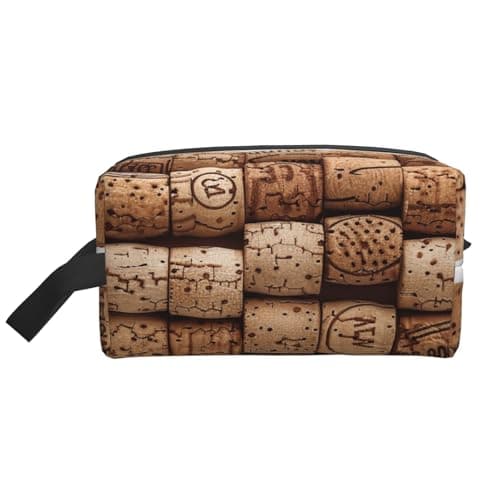 Wine Cork Print Toiletry Bag Portable Travel Wash Bag Water-Resistant Gym Shaving Organiser Bag, Shower Bathroom Makeup Bag with Handle for Men and Women